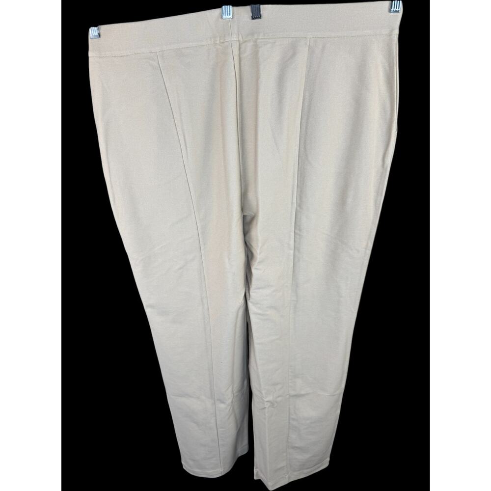 G by Giuliana Capucno Beige Ponte Knit Pull-On Pants Front‎ Slits Women's 2X NWT